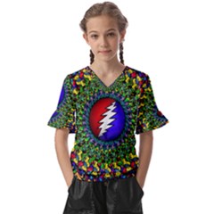 Grateful Dead Kids  V-neck Horn Sleeve Blouse by Semog4