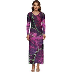 Abstract Beautiful Beauty Bright Long Sleeve Longline Maxi Dress by Semog4