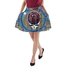 Grateful Dead Skull Rose A-line Pocket Skirt by Semog4