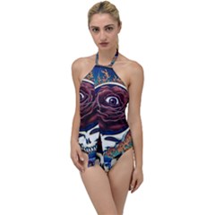 Grateful Dead Skull Rose Go With The Flow One Piece Swimsuit by Semog4