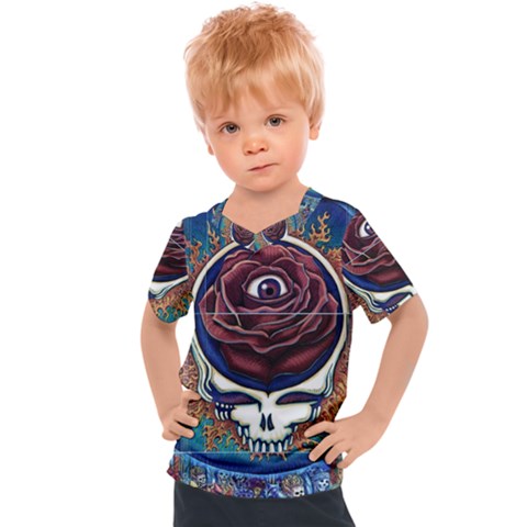 Grateful Dead Skull Rose Kids  Sports Tee by Semog4