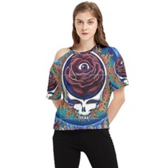 Grateful Dead Skull Rose One Shoulder Cut Out Tee by Semog4