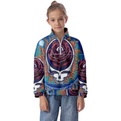 Grateful Dead Skull Rose Kids  Half Zip Hoodie by Semog4