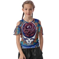 Grateful Dead Skull Rose Kids  Butterfly Cutout Tee by Semog4