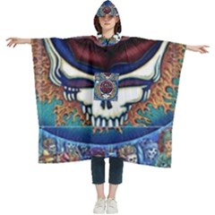 Grateful Dead Skull Rose Women s Hooded Rain Ponchos