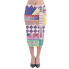 Abstract Shape Color Gradient Midi Pencil Skirt by Semog4