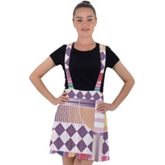 Abstract Shape Color Gradient Velvet Suspender Skater Skirt by Semog4