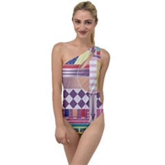 Abstract Shape Color Gradient To One Side Swimsuit by Semog4