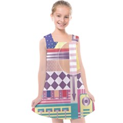 Abstract Shape Color Gradient Kids  Cross Back Dress by Semog4