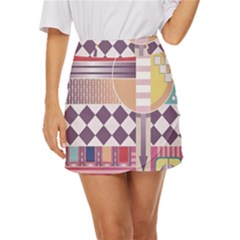 Abstract Shape Color Gradient Mini Front Wrap Skirt by Semog4