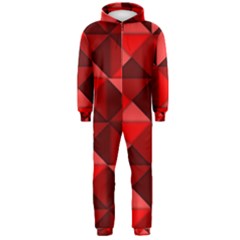 Red Diamond Shapes Pattern Hooded Jumpsuit (men) by Semog4