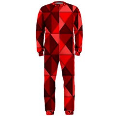 Red Diamond Shapes Pattern Onepiece Jumpsuit (men) by Semog4