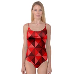 Red Diamond Shapes Pattern Camisole Leotard  by Semog4