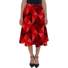 Red Diamond Shapes Pattern Perfect Length Midi Skirt by Semog4