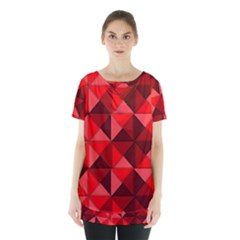 Red Diamond Shapes Pattern Skirt Hem Sports Top by Semog4