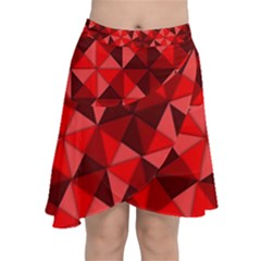 Red Diamond Shapes Pattern Chiffon Wrap Front Skirt by Semog4