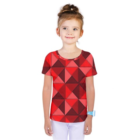 Red Diamond Shapes Pattern Kids  One Piece Tee by Semog4