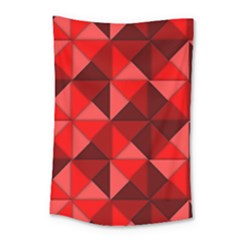 Red Diamond Shapes Pattern Small Tapestry by Semog4