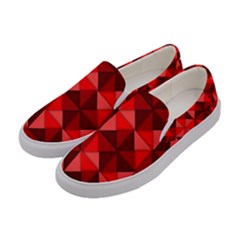 Red Diamond Shapes Pattern Women s Canvas Slip Ons by Semog4