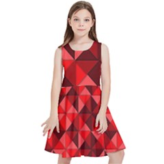 Red Diamond Shapes Pattern Kids  Skater Dress by Semog4