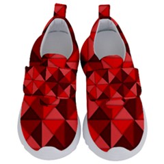 Red Diamond Shapes Pattern Kids  Velcro No Lace Shoes by Semog4