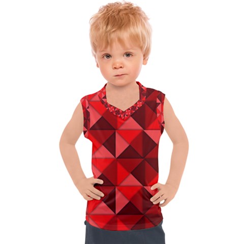 Red Diamond Shapes Pattern Kids  Sport Tank Top by Semog4