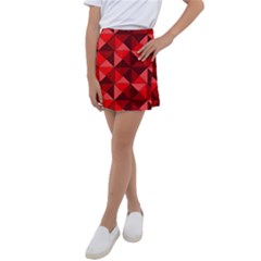 Red Diamond Shapes Pattern Kids  Tennis Skirt by Semog4