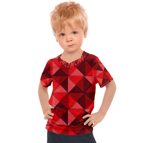 Red Diamond Shapes Pattern Kids  Sports Tee by Semog4