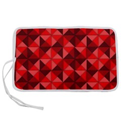 Red Diamond Shapes Pattern Pen Storage Case (l)