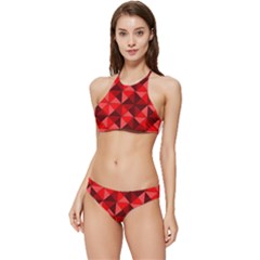 Red Diamond Shapes Pattern Banded Triangle Bikini Set by Semog4