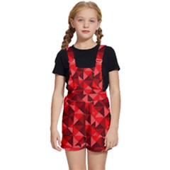 Red Diamond Shapes Pattern Kids  Short Overalls by Semog4