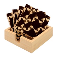 Red Diamond Shapes Pattern Bamboo Coaster Set