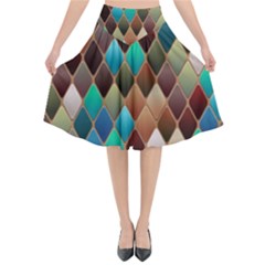 Diamond Shapes Pattern Flared Midi Skirt by Semog4