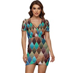 Diamond Shapes Pattern Low Cut Cap Sleeve Mini Dress by Semog4