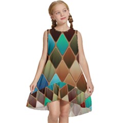 Diamond Shapes Pattern Kids  Frill Swing Dress