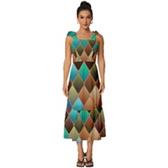 Diamond Shapes Pattern Tie-strap Tiered Midi Chiffon Dress by Semog4