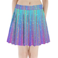 Blue Magenta Speckles Line Pleated Mini Skirt by Semog4