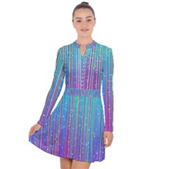 Blue Magenta Speckles Line Long Sleeve Panel Dress by Semog4