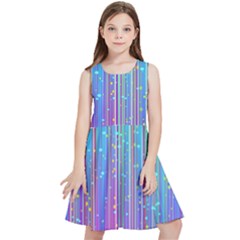 Blue Magenta Speckles Line Kids  Skater Dress by Semog4