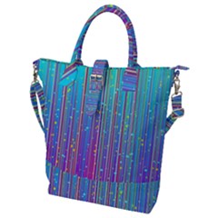 Blue Magenta Speckles Line Buckle Top Tote Bag by Semog4