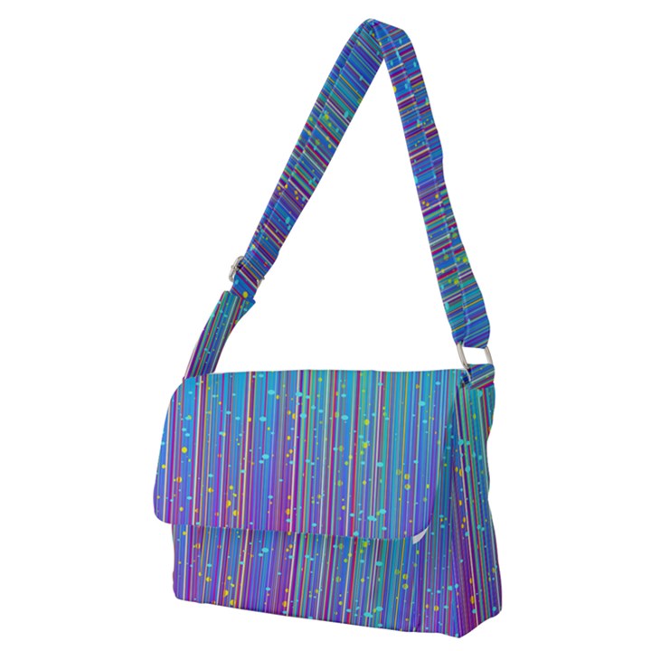 Blue Magenta Speckles Line Full Print Messenger Bag (M)