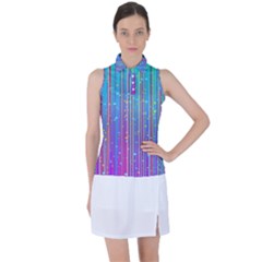 Blue Magenta Speckles Line Women s Sleeveless Polo Tee by Semog4