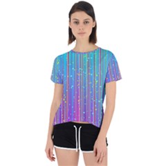 Blue Magenta Speckles Line Open Back Sport Tee by Semog4