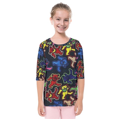 Grateful Dead Pattern Kids  Quarter Sleeve Raglan Tee by Semog4