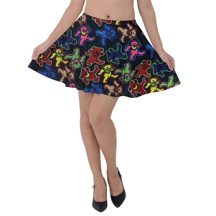 Grateful Dead Pattern Velvet Skater Skirt