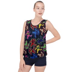 Grateful Dead Pattern Bubble Hem Chiffon Tank Top