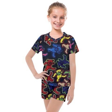 Grateful Dead Pattern Kids  Mesh Tee And Shorts Set by Semog4