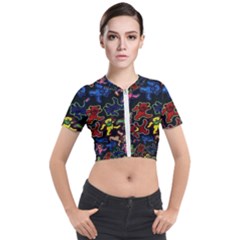 Grateful Dead Pattern Short Sleeve Cropped Jacket