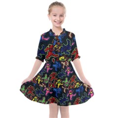 Grateful Dead Pattern Kids  All Frills Chiffon Dress