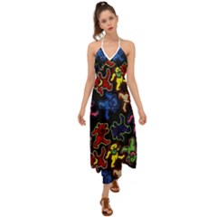 Grateful Dead Pattern Halter Tie Back Dress 